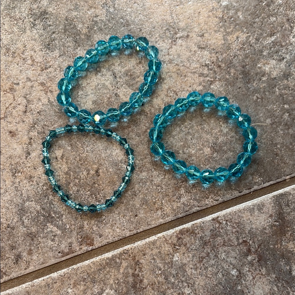 Elegant Blue Beaded Bracelet Set